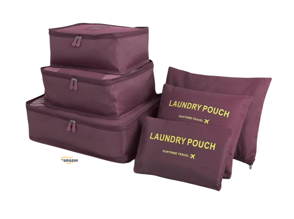 A cube set of inter packing travel luggage in purple